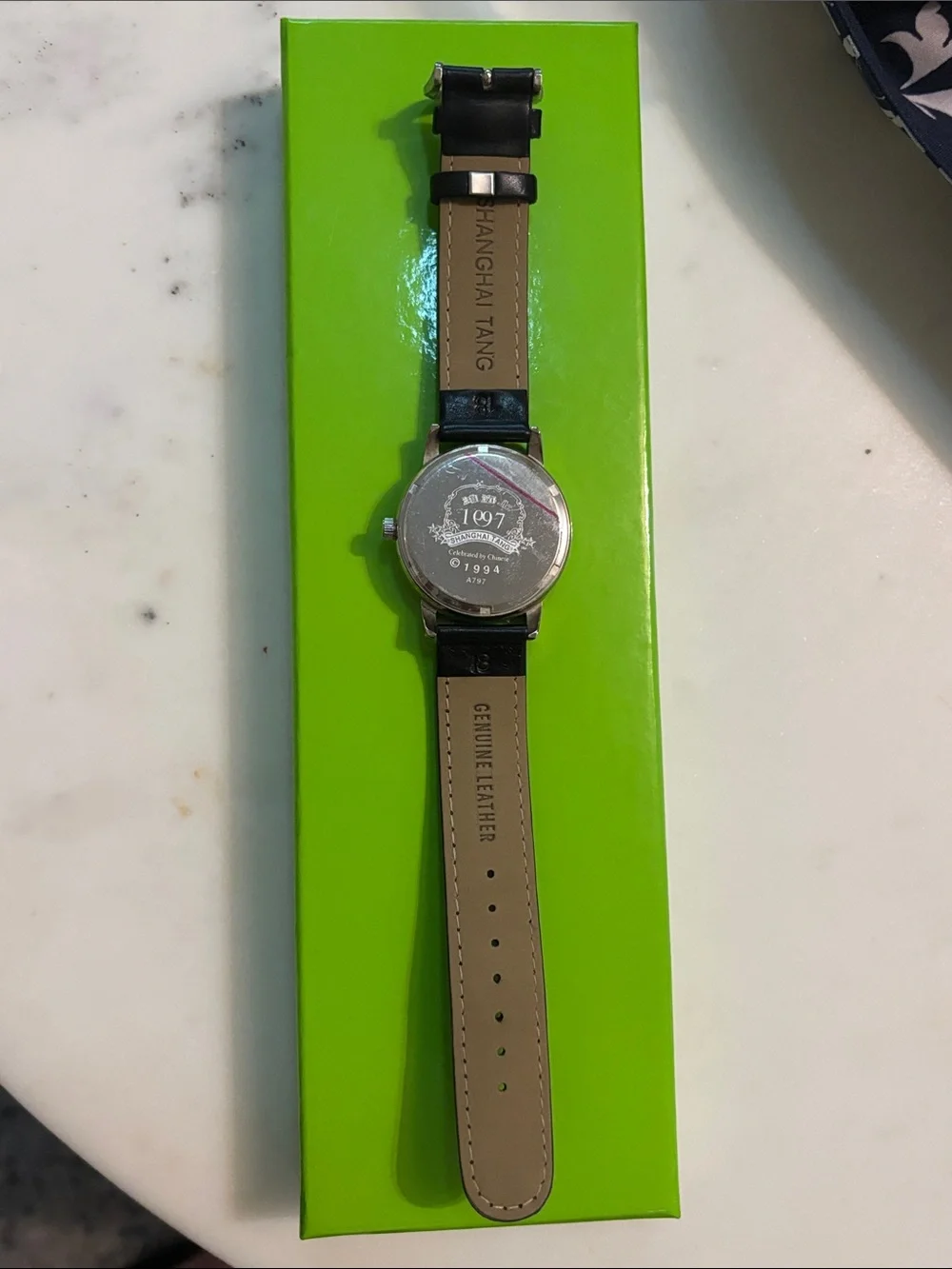 Shanghai Tang Waving Mao Watch green w/ black leather, RARE, with box and bag
